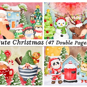 Cute Christmas Junk Journal Pages (47), Winter Watercolor Junk Journal Kit, My First Christmas