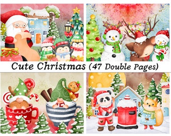 Cute Christmas Junk Journal Pages (47), Winter Watercolor Junk Journal Kit, My First Christmas