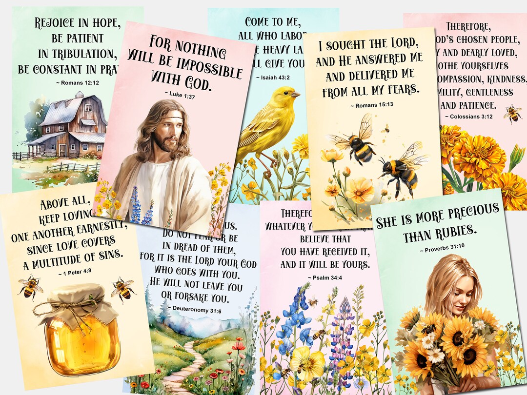 Bible Scripture Digital Cards 4x6'', Bee Scrapbooking, Bible Scripture ...