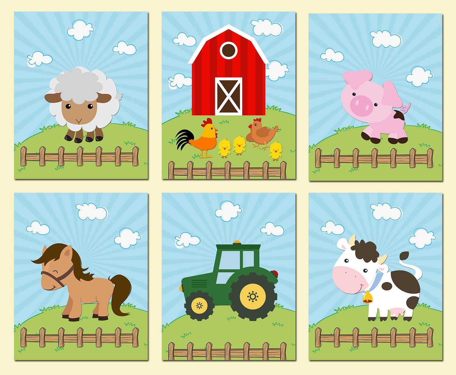 Farm Animals Nursery Prints Farm Animals Nursery Wall Art | Etsy