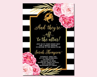 Kentucky Derby Bridal Shower Invitation, And they're off to the altar, Printable Digital File Only