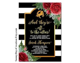 Kentucky Derby Bridal Shower Invitation, And they're off to the altar, Printable Digital File Only