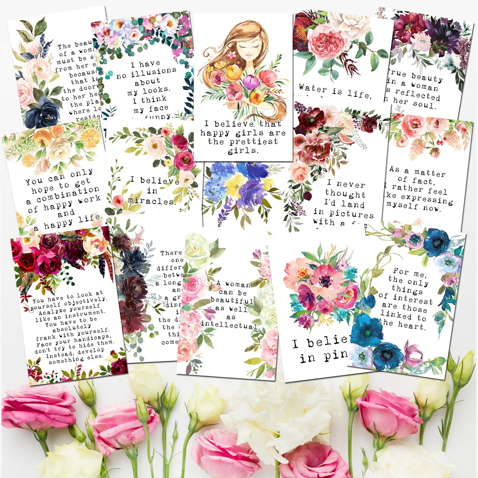 105 Audrey Hepburn Quotes Printable Cards Audrey Hepburn Wall - Etsy
