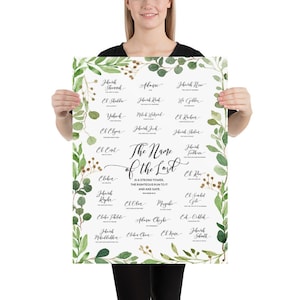 Names of the Lord Poster, 18x24 Poster Print, Hebrew Names of God, Watercolor Greenery, Eucalyptus Watercolor Greenery, Made to Order