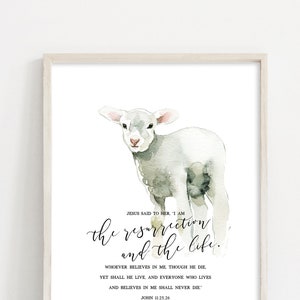 Easter Printables, Easter Bunny, Watercolor Lamb Printable, Easter Bible Verse, Nursery Wall Art, Printable Easter, INSTANT DOWNLOAD