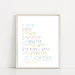 Fruit of the Spirit Printable Sign - Galatians 5:22-23 Printable Art - Kids Room Nursery Wall Art - 8x10 Digital Download - INSTANT DOWNLOAD