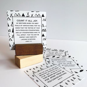 Tarjetas de Escrituras modernas con bloque de visualización, blanco y negro, conjunto de 4 tarjetas de versículos bíblicos, regalo cristiano, regalos para mamá, regalos de Navidad