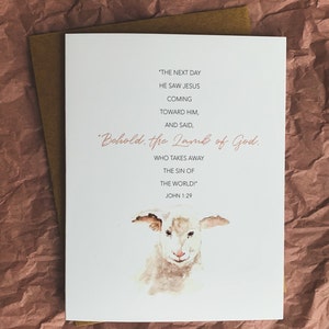 Conjunto de tarjetas de felicitación de Pascua, Tarjetas de Cordero de Dios, Conjunto de papelería de Cordero de Pascua, Tarjetas interiores en blanco, Tarjeta de bautismo
