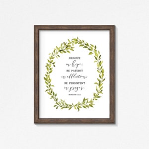 Römer 12 12 Poster/Druck - Rejoice in Hope Premium Print - Aquarell Grün - Mehrere Größen - Auf Bestellung