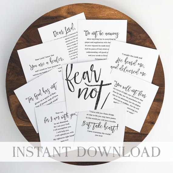 Instant Download, Fear and Anxiety Scripture Cards, Bible Verse Cards, Bible Memorization Cards, Square display cards printable