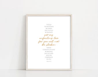 Isaia 54:10 arte stampabile - Isaia Scrittura Bibbia Versetto Wall Art - Stampa digitale 8x10 - DOWNLOAD immediato