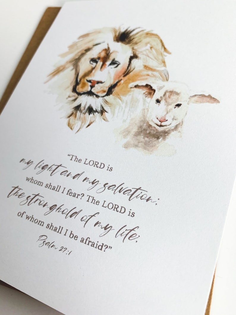 Lion and Lamb Watercolor Notecards: Psalm 27 Stationery - Etsy