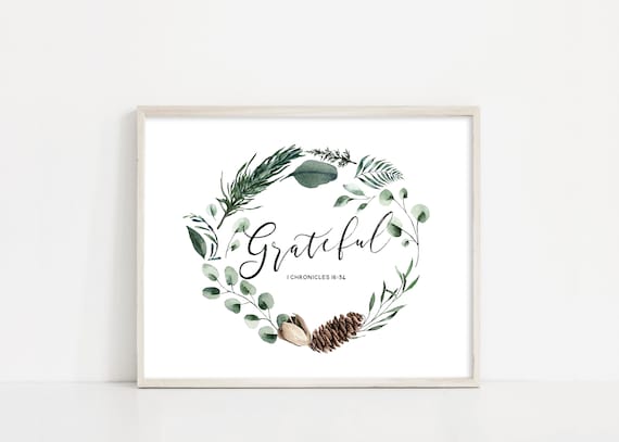 Grateful Christmas, Christmas Thank You Sign, Printable Wall Art, Christmas Decor, Holiday Sign, INSTANT DOWNLOAD