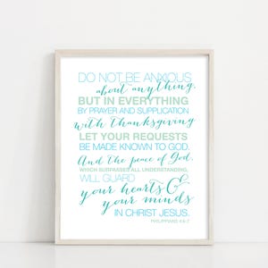 Philippians 4:6-7 - Do Not Be Anxious - Bible Verse Scripture Wall Art - 8x10 Digital Print - Printable Art - INSTANT DOWNLOAD