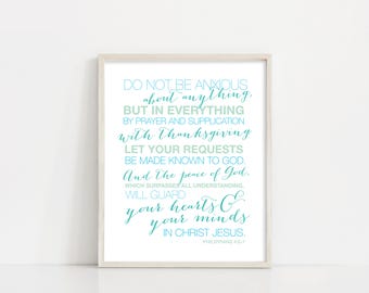 Filipenses 4:6-7 - No estés ansioso - Versículo bíblico Arte de la pared de las Escrituras - Impresión digital 8x10 - Arte imprimible - DESCARGA INSTANTE