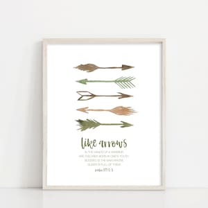 Like Arrows - Psalm 127 Nursery Art - Children Bible Verse Wall Art - Watercolor Arrows - Digital Print - Printable Art - INSTANT DOWNLOAD