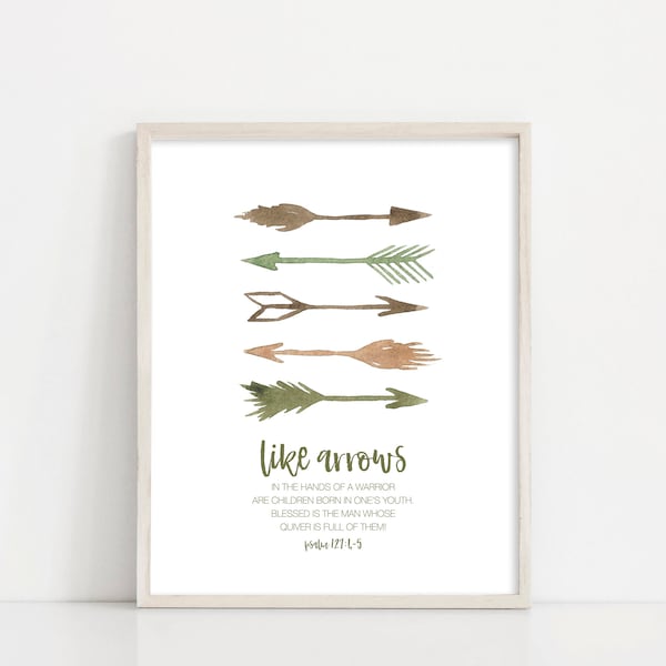 Psalm 127 Kinderzimmer Kunst: Aquarell Pfeile Bibelvers (Digitaldruck)