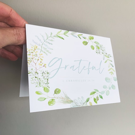 Grateful Greenery Cards, Thank You Cards, Spring Stationery Set, Blank Inside Cards, Folded Blank Inside, Encouragement Cards