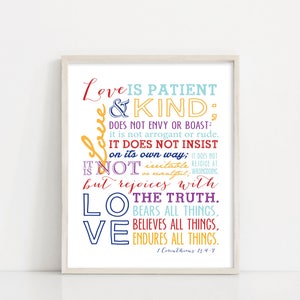 1 Corinthians 13 Printable Art - Love Is Patient - Scripture Bible Verse Wall Art - 8x10&quot; Digital Print - INSTANT DOWNLOAD