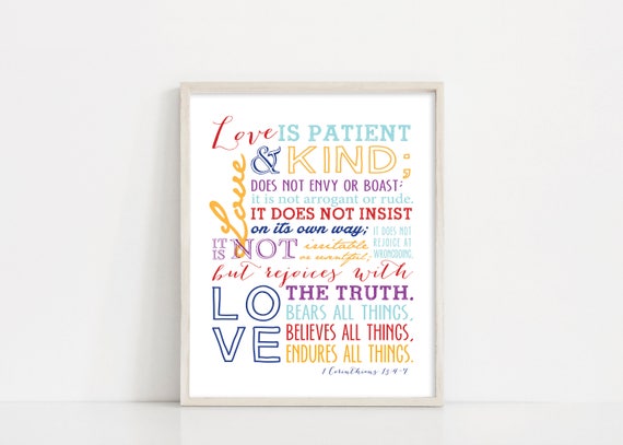 1 Corinthians 13 Printable Art - Love Is Patient - Scripture Bible Verse Wall Art - 8x10" Digital Print - INSTANT DOWNLOAD