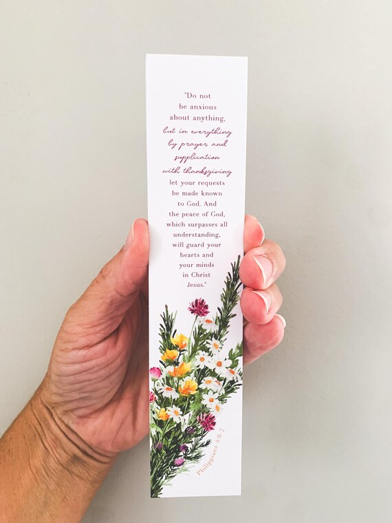 Philippians 4 6,7 Bookmark, Watercolor Flowers, Bible study, Women's Ministry Bookmark
