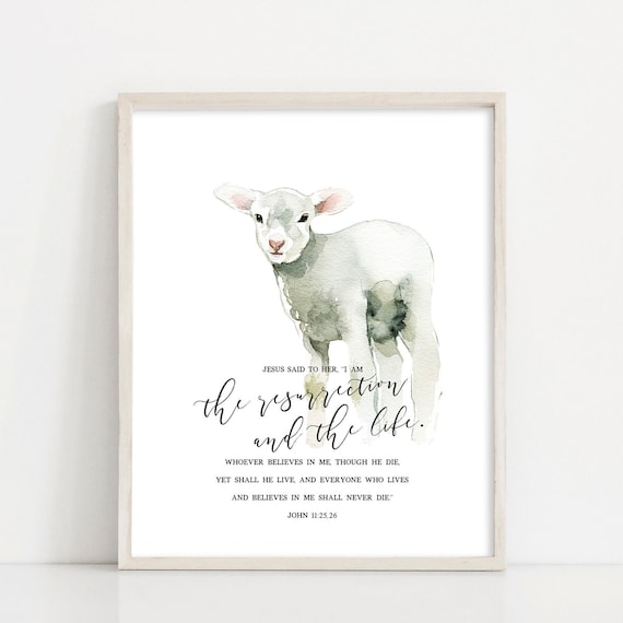 Easter Printables, Easter Bunny, Watercolor Lamb Printable, Easter Bible Verse, Nursery Wall Art, Printable Easter, INSTANT DOWNLOAD