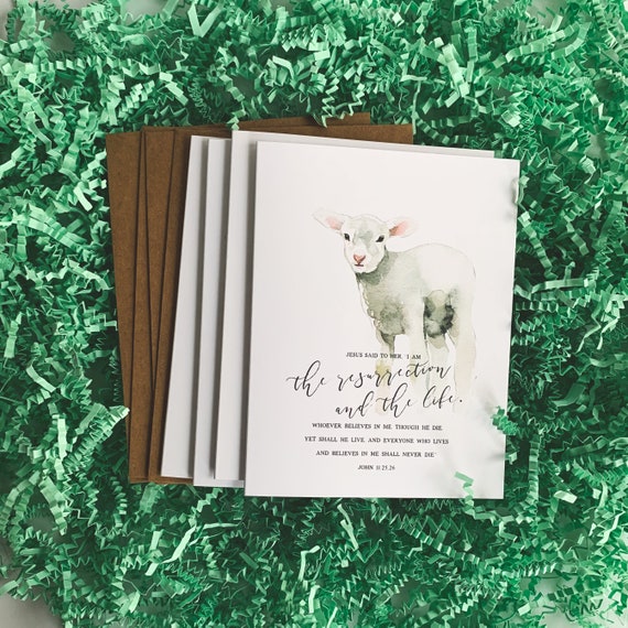 Easter Cards, Easter Greeting Card Set, Easter Lamb Stationery Set, Various Set Sizes, Blank Inside Notecards, Baptism card, Easter Bunny