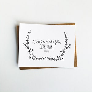 Cartões de escritura, cartões de incentivo, coragem querido coração, CS Lewis, papelaria plana, cartões com verso em branco, presentes cristãos