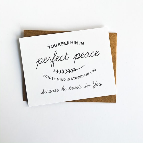 Scripture Notecards, Encouragement Cards, Perfect Peace, Flat Stationery, Blank Back Cards, Christian Gifts