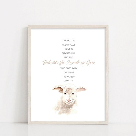 Easter Printables, Lamb of God Watercolor Lamb Printable, Easter Bible Verse, Nursery Wall Art, Printable Easter, INSTANT DOWNLOAD