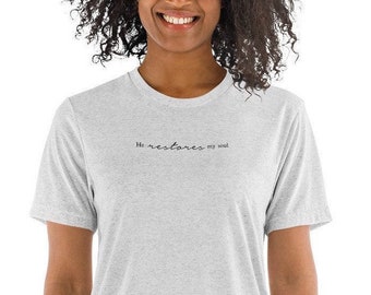 Camiseta del Salmo 23: Él restaura mi alma, camiseta cristiana de tres piezas
