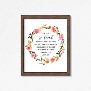 Jean 3:16 For God So Loved The World Poster/Print - Art mural - Plusieurs tailles - Art mural réalisé sur commande