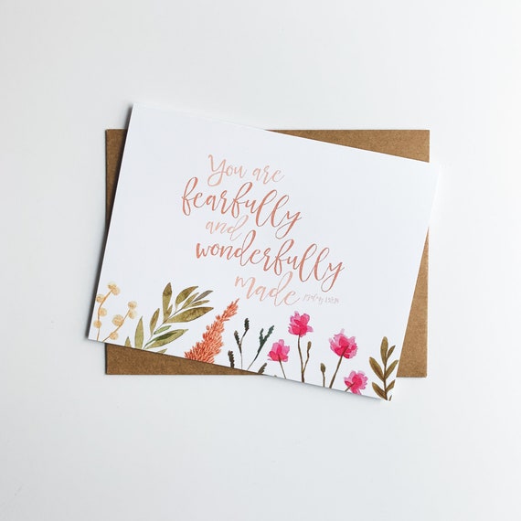 Psalm 139 Wildflowers Notecard Set, Blank Inside Stationery Set, Thank You Cards, Birthday Cards, Encouragement Cards