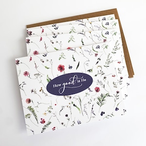 Cartões de incentivo, conjunto de cartões de flores silvestres How Good is He, dobrados em branco por dentro com envelopes, cartões de agradecimento, cartões de aniversário