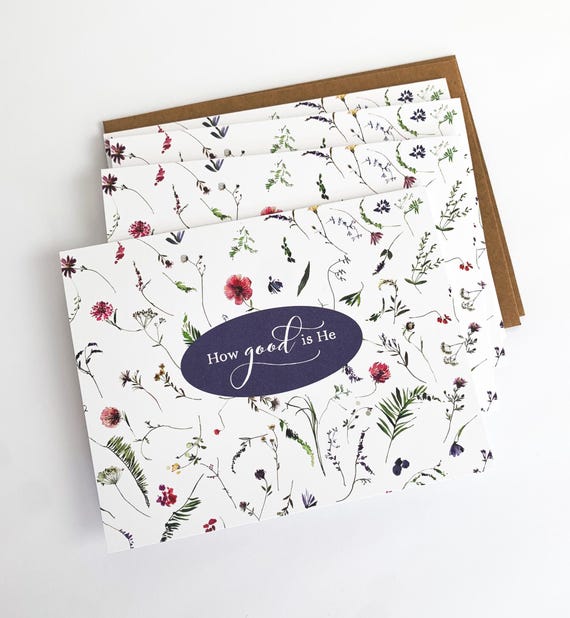 Encouragement Notecards, How Good is He Wildflowers Notecard Set, Folded Blank Inside With Envelopes, Thank You Cards, Birthday Cards