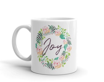 Regalo de mamá - Taza de café de 11 oz y 15 oz - Taza de cerámica Joy - Para mamá - Taza de corona de acuarela - Taza para ella