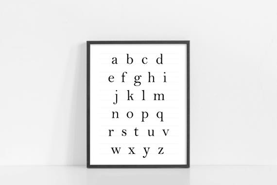 ABC Sign - Alphabet Design - ABCs Nursery Wall Art - 8x10" Digital Print - Nursery Decor - Black and White Printable Art - INSTANT DOWNLOAD