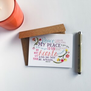 Tarjetas de agradecimiento, conjunto de tarjetas de estímulo de la paz, conjunto de papelería Juan 14:27, tarjetas de notas interiores en blanco, interior en blanco, regalo de Navidad, tarjetas para niños