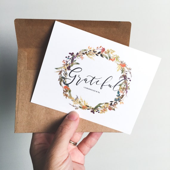 Grateful Cards, Thank You Cards, Thanksgiving Cards, Notecards, Stationery, Encouragement Cards, Fall Wreath Cards, Christmas gifts