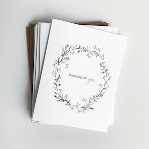 Je pense à vous Cartes de notes, Couronne noire et blanche, Cartes de sympathie, Cadeau pour elle, Penser à vous Papeterie
