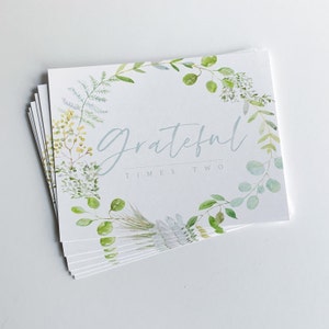 Cartes de remerciement pour jumeaux, Fête prénatale de jumeaux, Carte de jumeaux, Grateful Times Two, Eucalyptus aquarelle, Cadeaux pour jumeaux, Cadeau pour jumeaux, Papeterie pour jumeaux