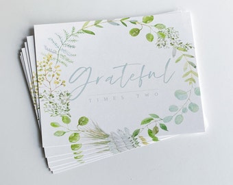 Twins Thank You Cards: Watercolor Eucalyptus Baby Shower