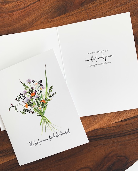 Sympathy Card, The Lord is Near the Brokenhearted, Stationery Set with message, Comfort Notecards, Grief and Mourning Card