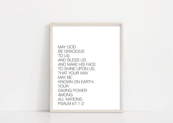 Psalm 67:1-2 Sign - Bible Verse Wall Art - May God Be Gracious To Us - 8x10" Among All Nations Sign - Printable Art - INSTANT DOWNLOAD