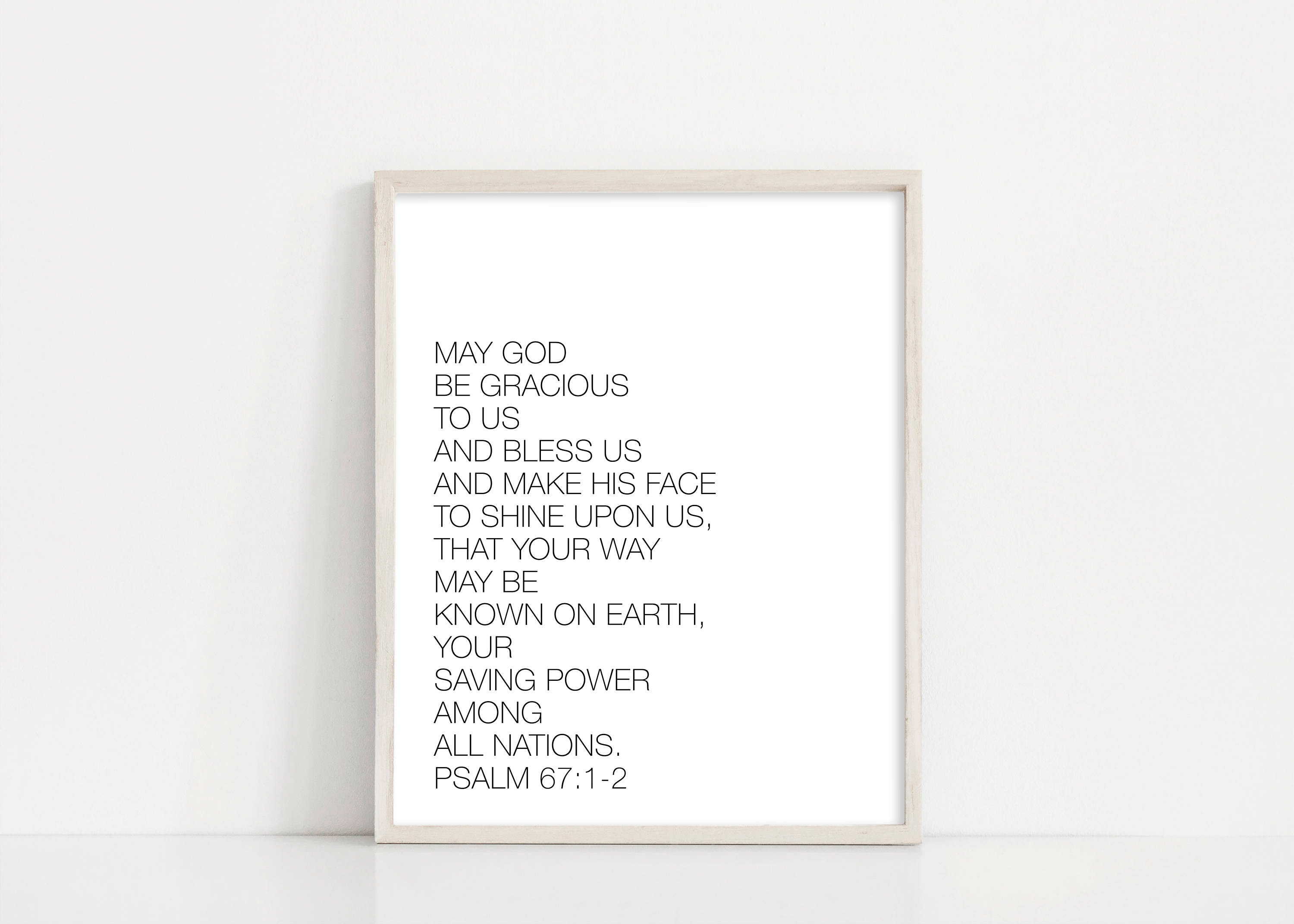 Psalm 67:1-2 Sign - Bible Verse Wall Art - May God Be Gracious To Us - 8x10  Among All Nations Sign - Printable Art - INSTANT DOWNLOAD