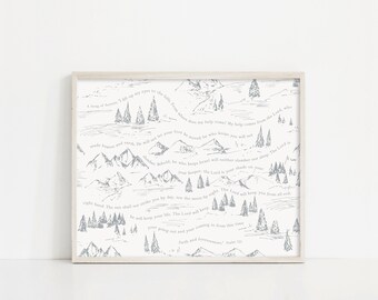 Psalm 121 Print: Mountain Landscape, Scripture Wall Art (Digital Download)