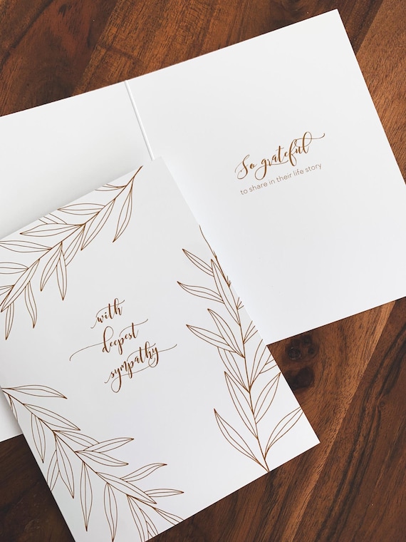 With Deepest Sympathy Card, Grateful Sympathy, Stationery Set with message, Comfort Notecards, Grief and Mourning Card