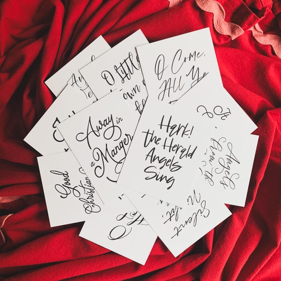 Christmas Hymns Lyric Display Cards: Black & White Christmas Song Lyrics (Set of 12)