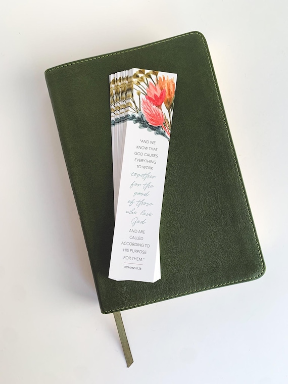 Romans 8 28 Bookmark, Watercolor Flowers Romans 8 28 Bible study, Women's Ministry Bookmark
