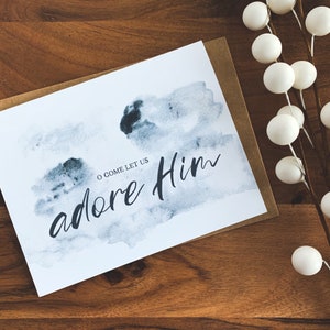 Christmas Cards, Come Let Us Adore Him, Watercolor Christmas Cards, Christmas Notecards, Christmas Stationery, Christmas hymn